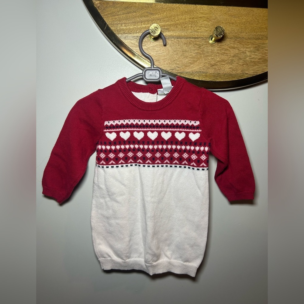 The Children's Place Red and White Heart Pattern Sweater